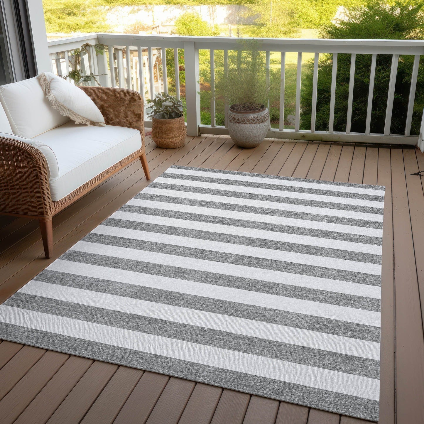 Tapis Chantille à rayures cabana lavable en machine pour intérieur/extérieur