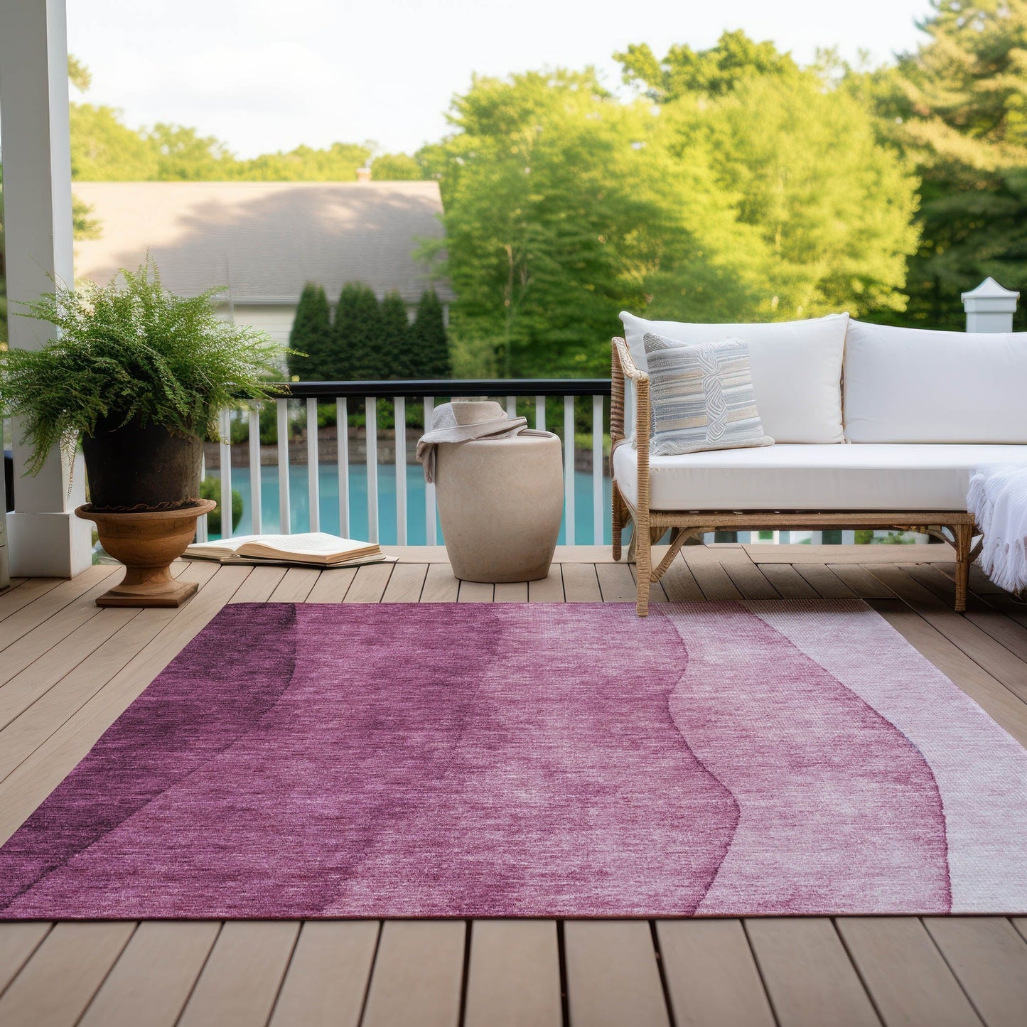 Tapis Chantille contemporain ombré lavable en machine pour intérieur/extérieur