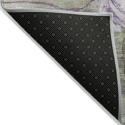 Tapis Chantille moderne à motif floral, lavable en machine, pour intérieur/extérieur