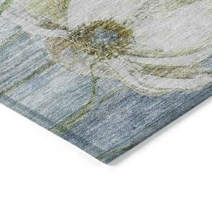 Tapis Chantille moderne à motif floral, lavable en machine, pour intérieur/extérieur