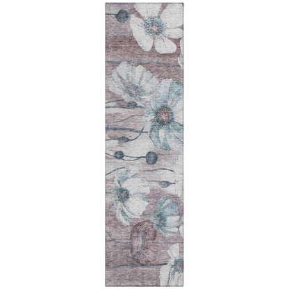 Tapis Chantille moderne à motif floral, lavable en machine, pour intérieur/extérieur