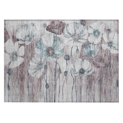 Tapis Chantille moderne à motif floral, lavable en machine, pour intérieur/extérieur