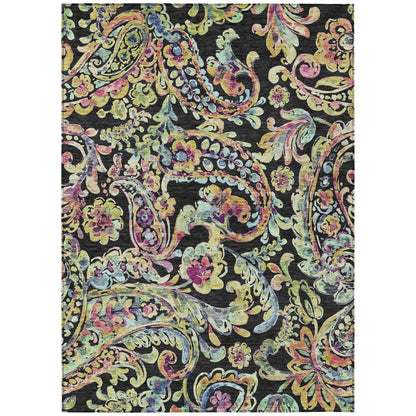 Tapis Chantille traditionnel à volutes lavable en machine pour intérieur/extérieur