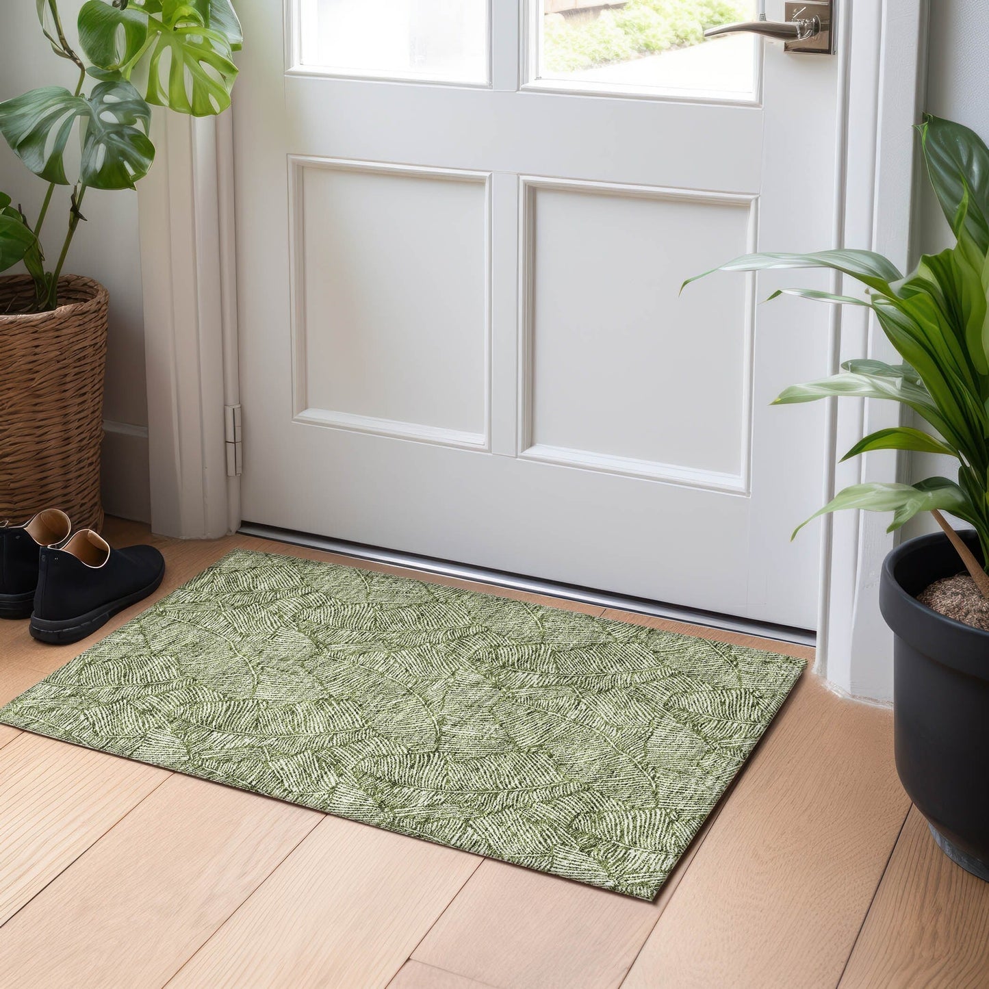 Tapis Chantille Tropical Palm lavable en machine pour intérieur/extérieur