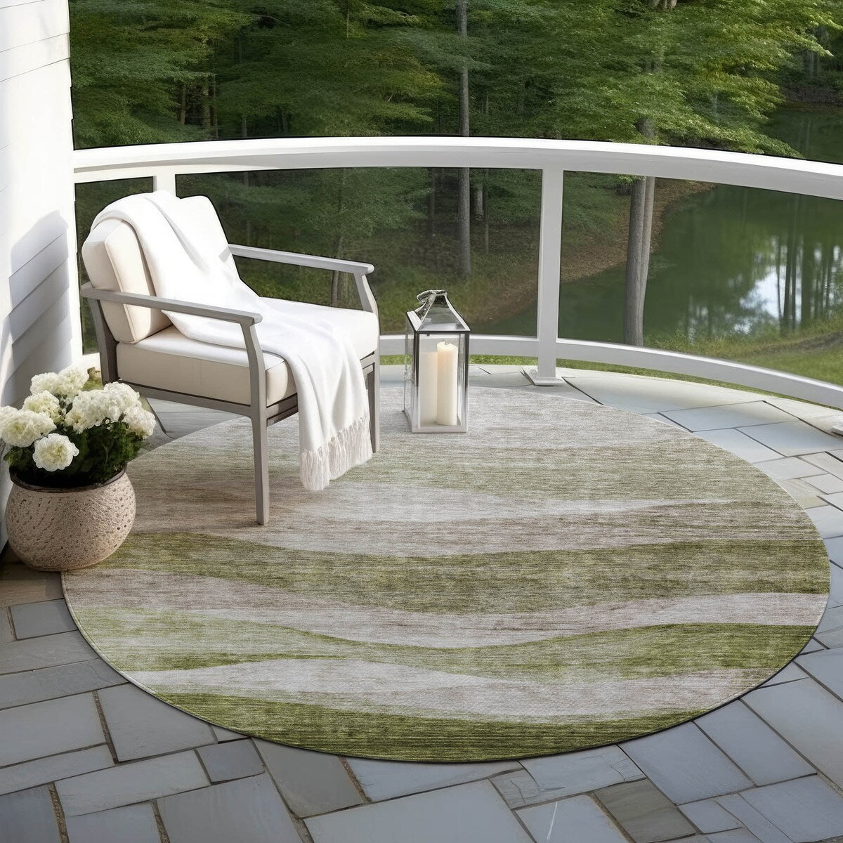 Tapis Chantille contemporain à vagues, lavable en machine, pour intérieur et extérieur