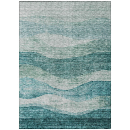 Tapis Chantille contemporain à vagues, lavable en machine, pour intérieur et extérieur