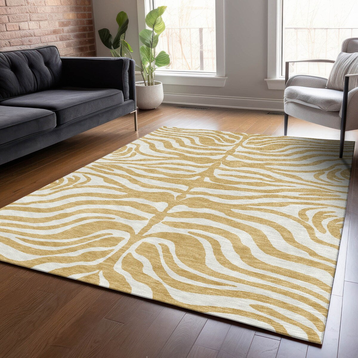 Tapis Chantille moderne à motif animal, lavable en machine, pour intérieur et extérieur