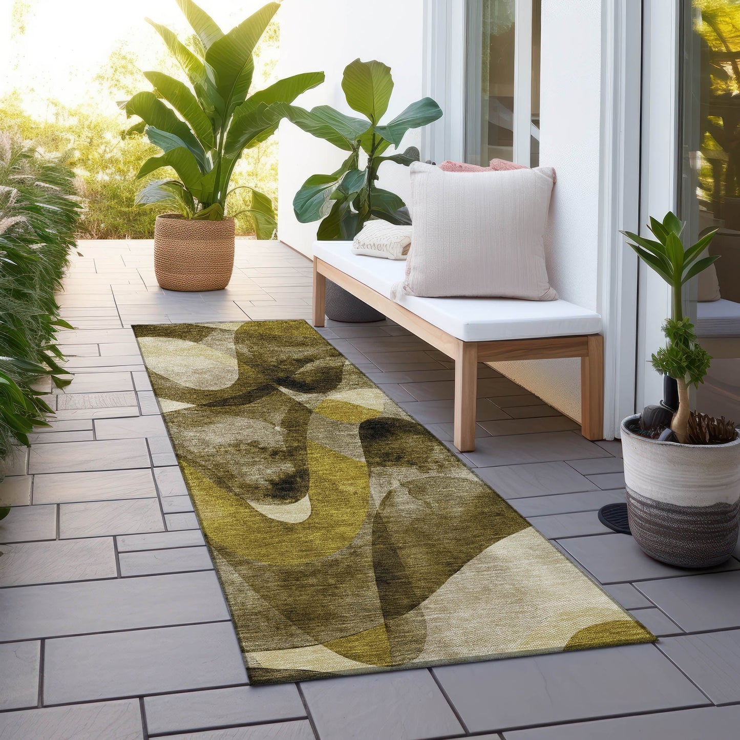 Tapis Chantille moderne lavable en machine pour intérieur/extérieur