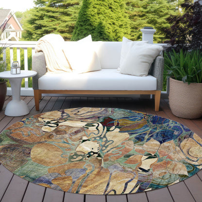 Tapis Chantille moderne à motif floral lavable en machine pour intérieur/extérieur