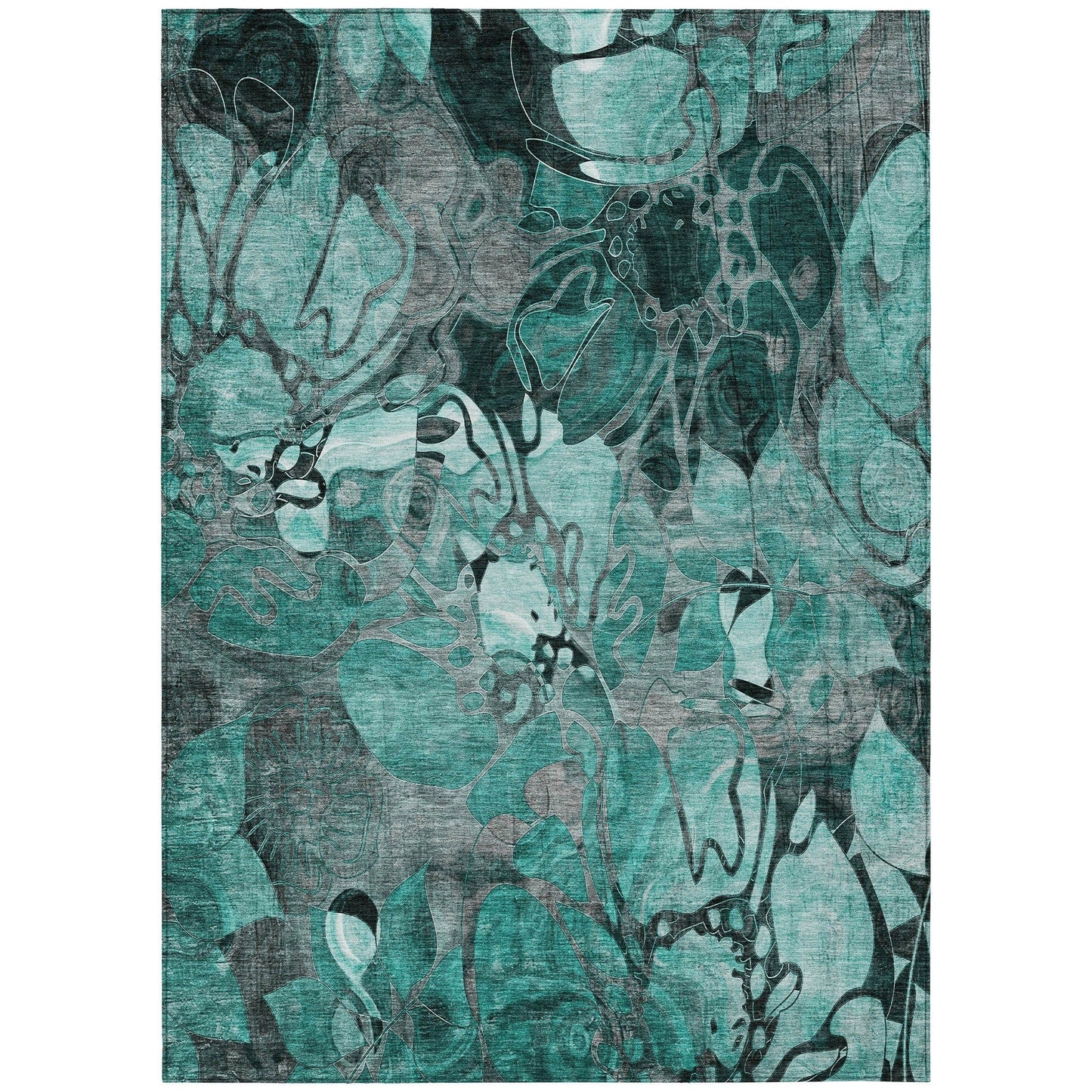 Tapis Chantille moderne à motif floral lavable en machine pour intérieur/extérieur