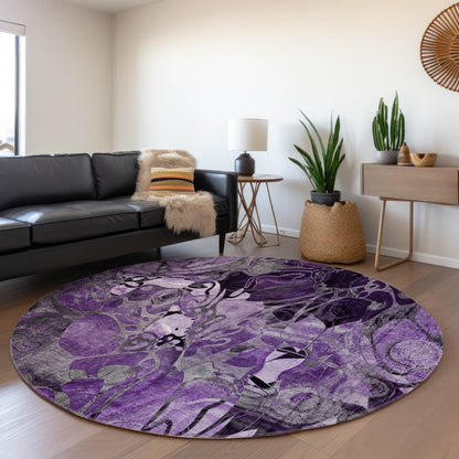 Tapis Chantille moderne à motif floral lavable en machine pour intérieur/extérieur