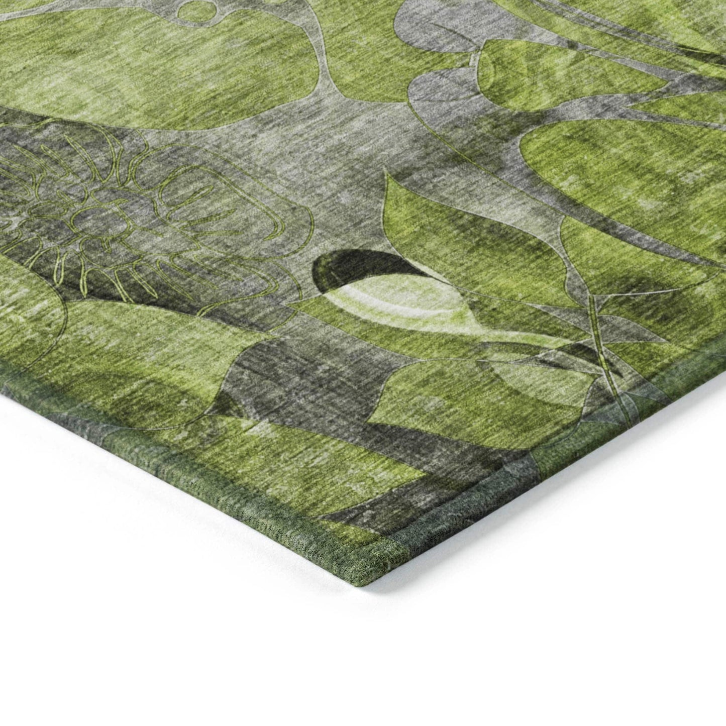 Tapis Chantille moderne à motif floral lavable en machine pour intérieur/extérieur