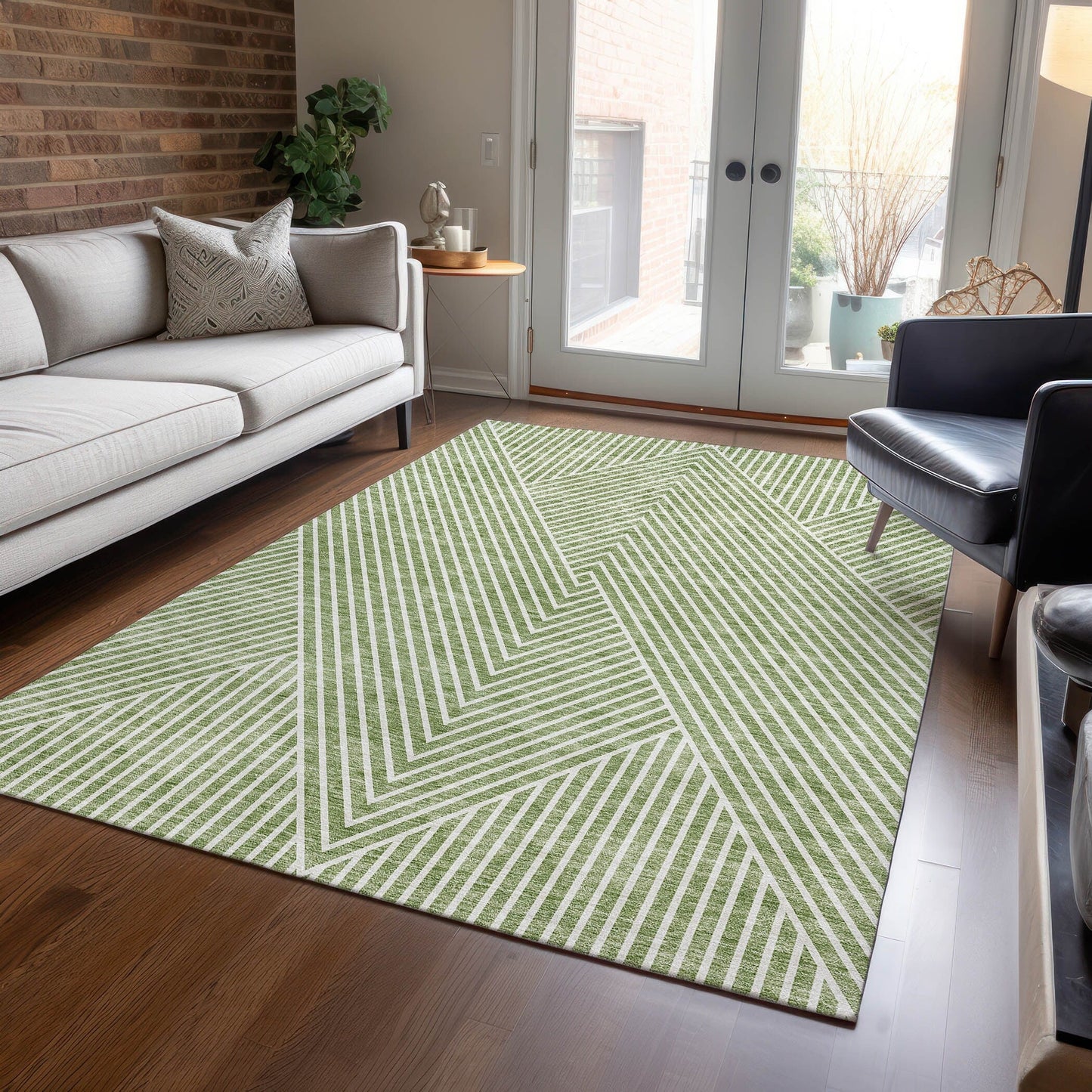 Tapis Chantille géométrique moderne lavable en machine pour intérieur/extérieur