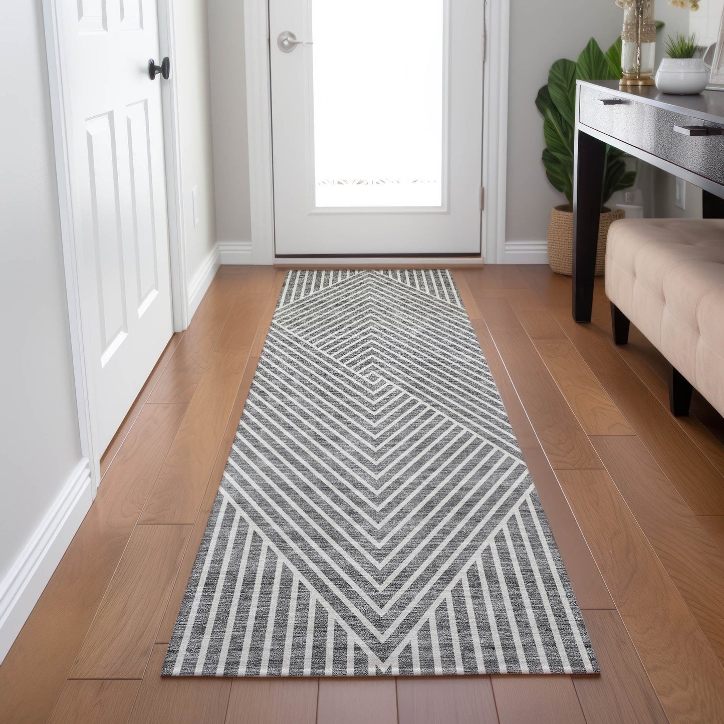 Tapis Chantille géométrique moderne lavable en machine pour intérieur/extérieur