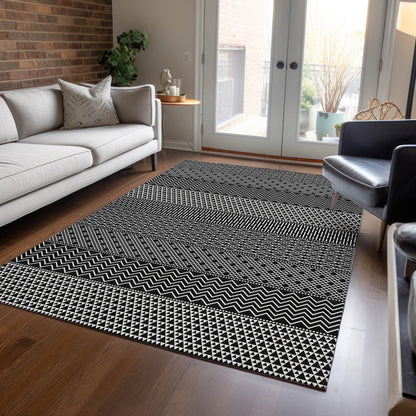 Tapis Chantille à rayures modernes, lavable en machine, pour intérieur et extérieur