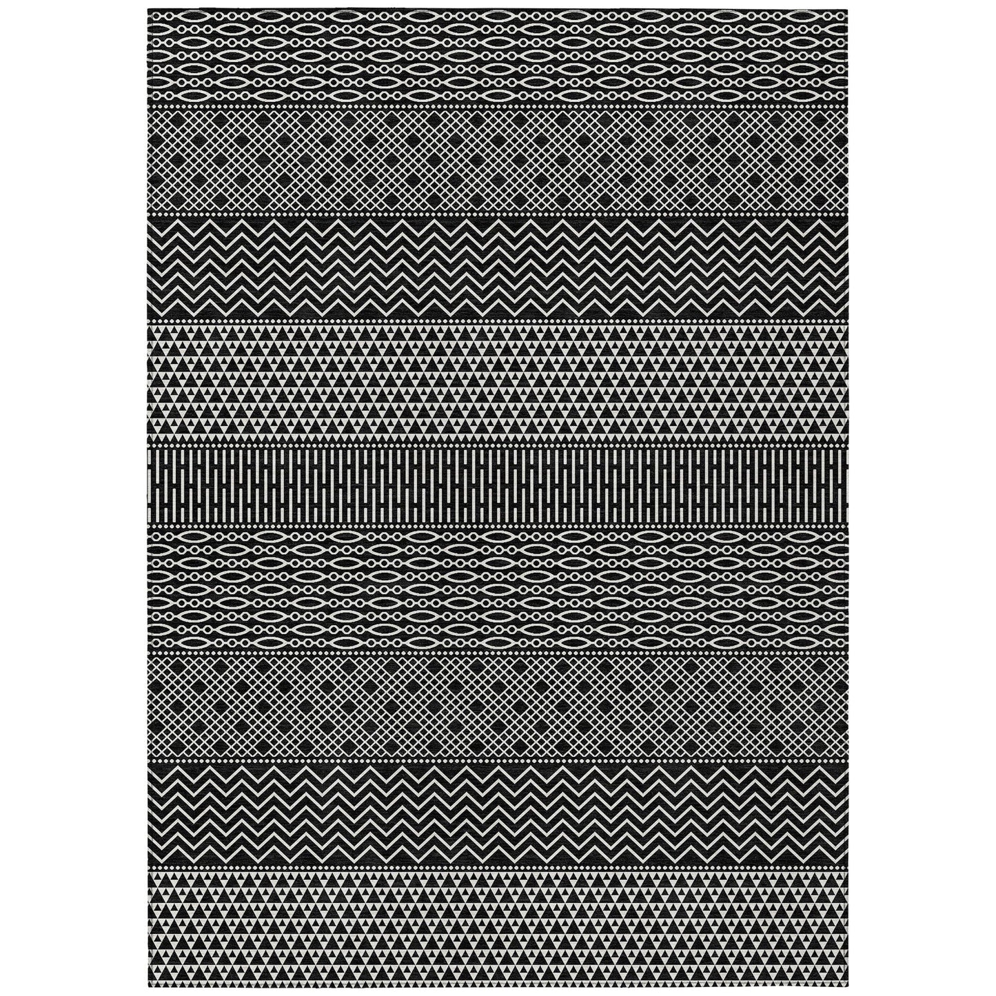 Tapis Chantille à rayures modernes, lavable en machine, pour intérieur et extérieur