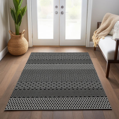 Tapis Chantille à rayures modernes, lavable en machine, pour intérieur et extérieur