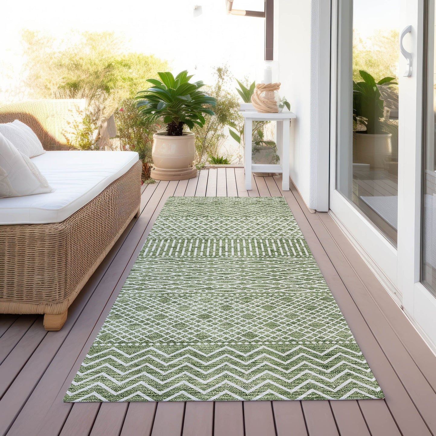 Tapis Chantille à rayures modernes, lavable en machine, pour intérieur et extérieur
