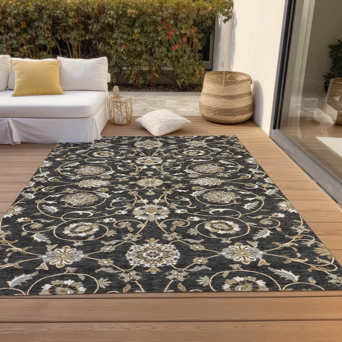 Tapis traditionnel KashanChantille lavable en machine pour intérieur/extérieur
