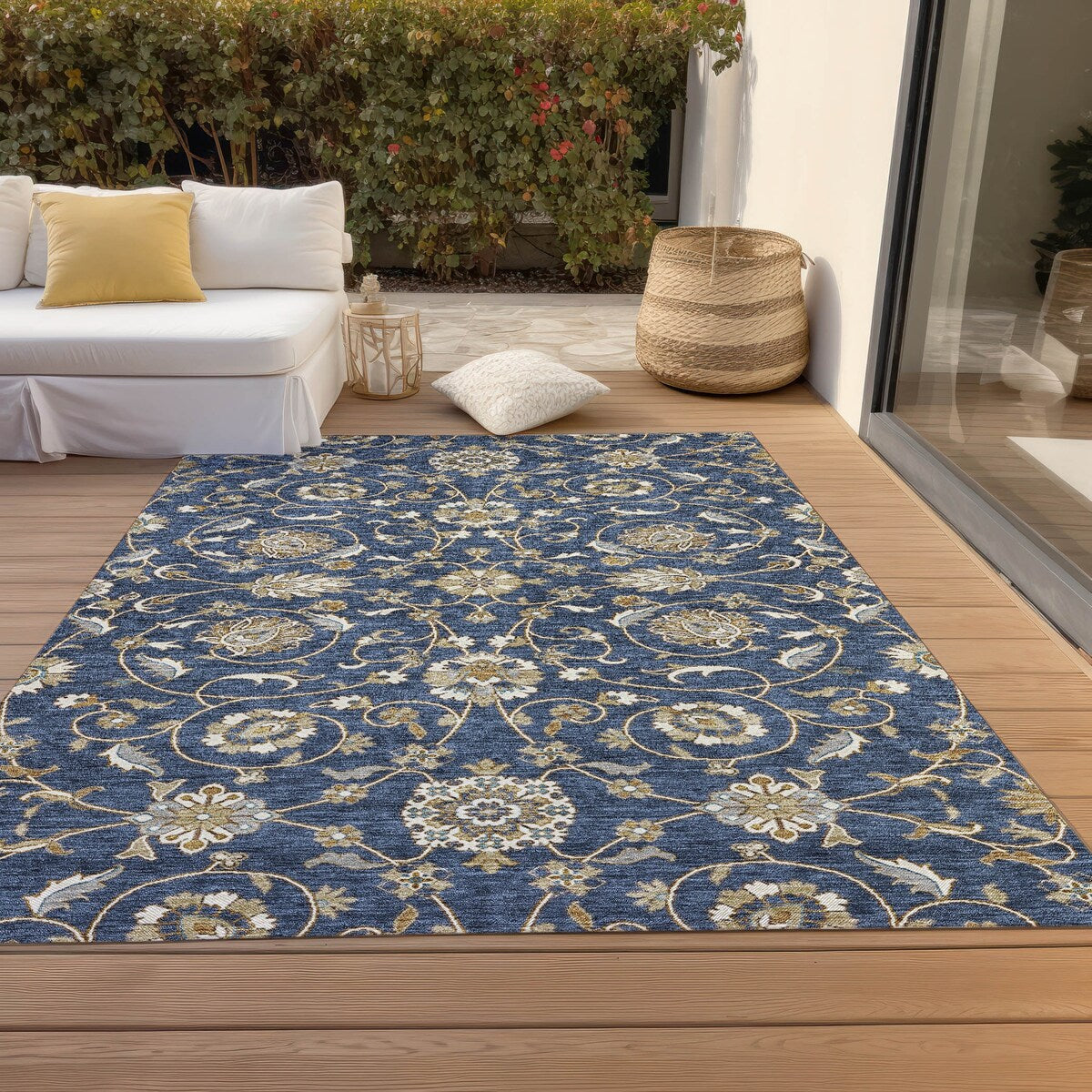 Tapis traditionnel KashanChantille lavable en machine pour intérieur/extérieur