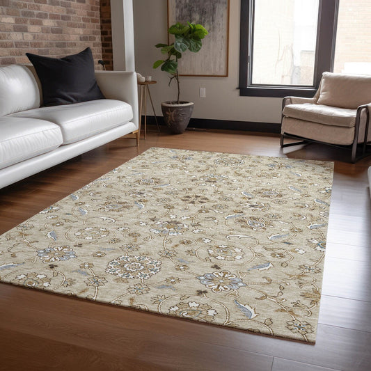 Tapis traditionnel KashanChantille lavable en machine pour intérieur/extérieur