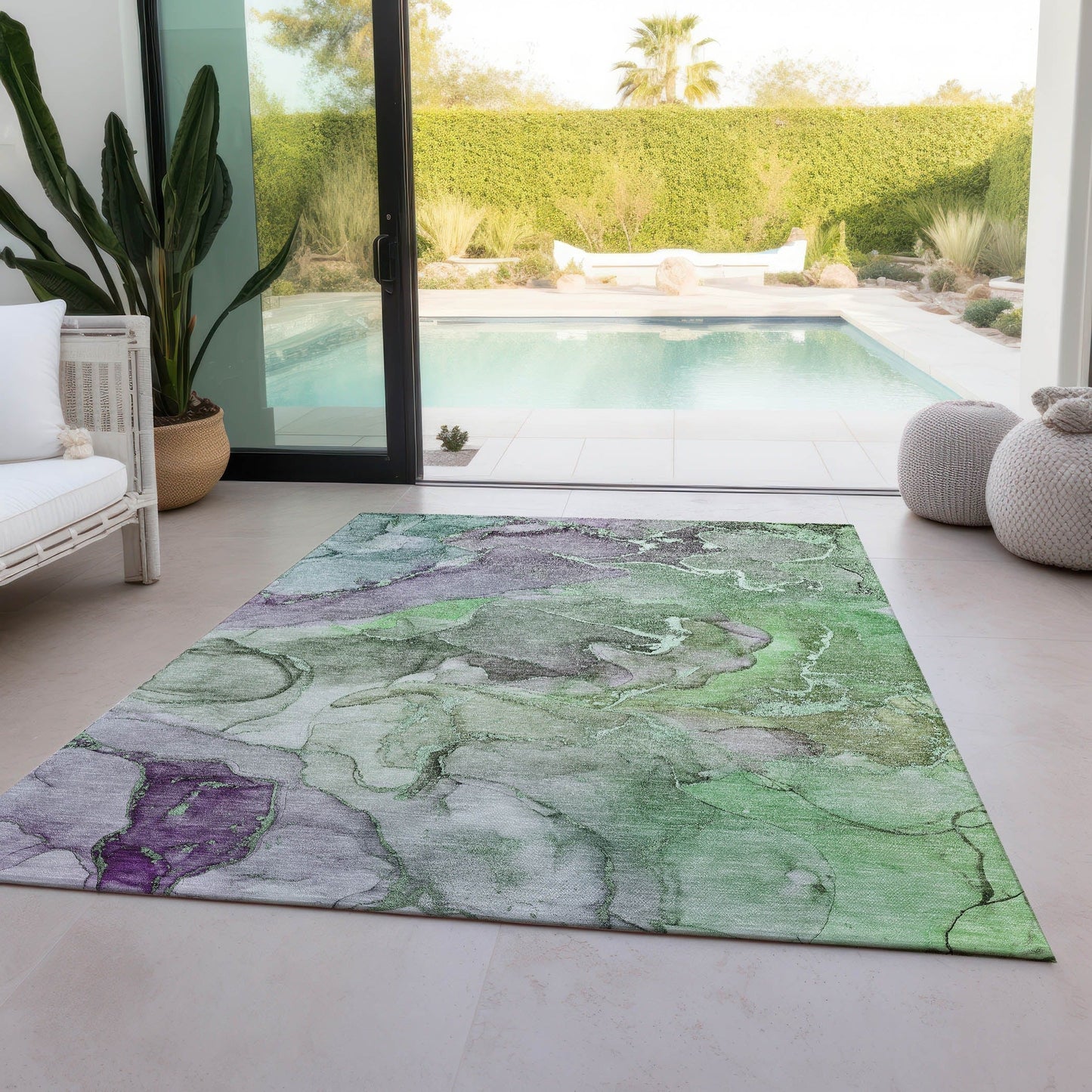 Tapis Chantille aquarelle lavable en machine pour intérieur/extérieur