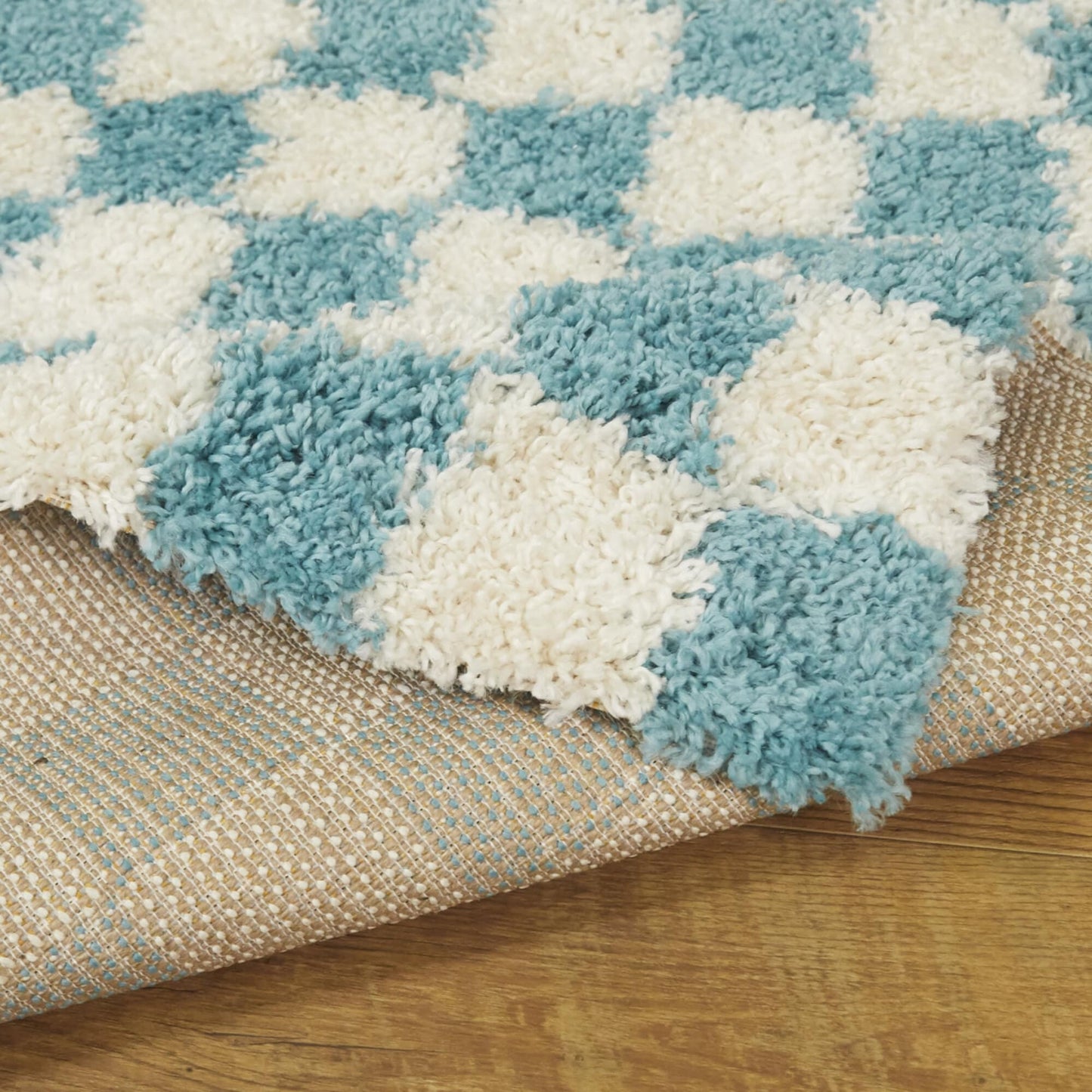 Tapis à carreaux shaggy Mackie