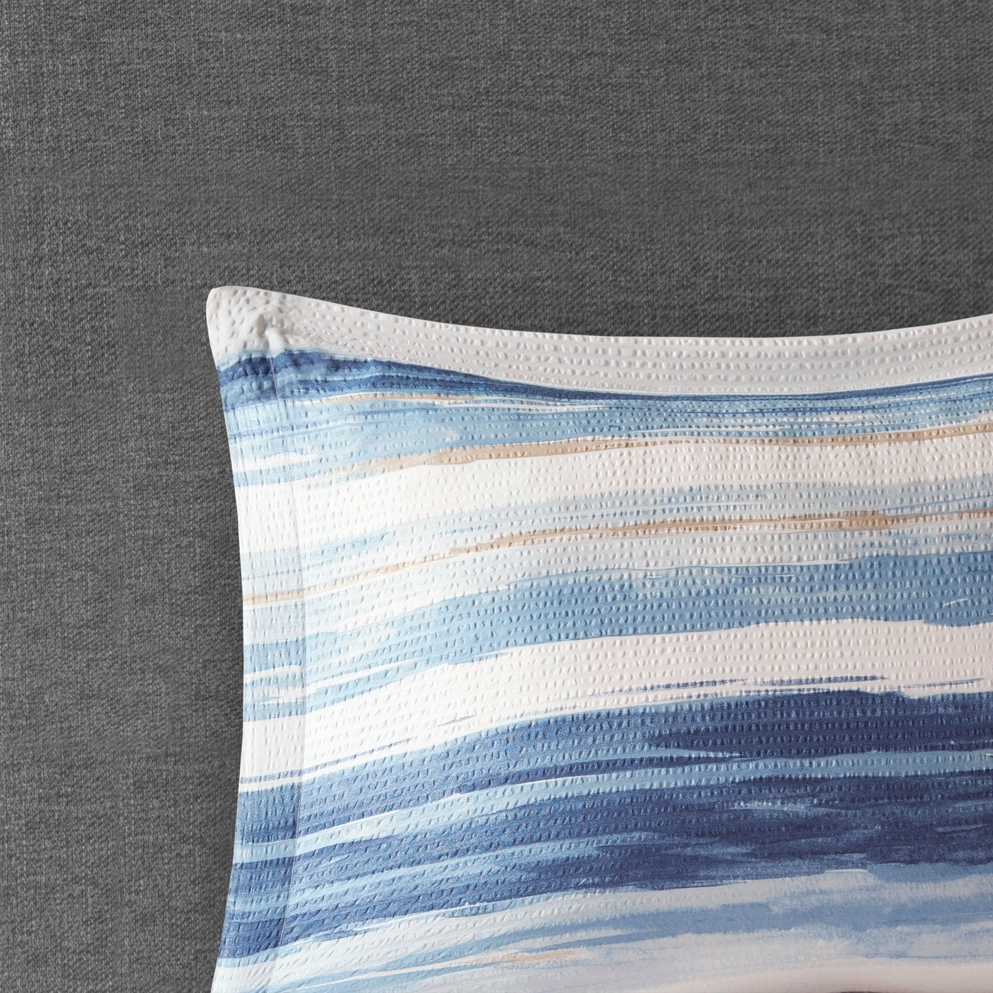 Collection Madison Park Anchorage, ensemble de couette et de courtepointe en seersucker imprimé 8 pièces