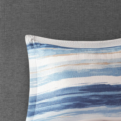 Collection Madison Park Anchorage, ensemble de couette et de courtepointe en seersucker imprimé 8 pièces