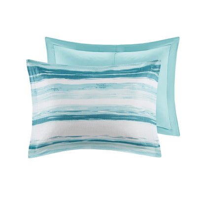 Collection Madison Park Anchorage, ensemble de couette et de courtepointe en seersucker imprimé 8 pièces