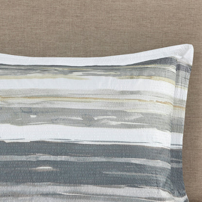 Collection Madison Park Anchorage, ensemble de couette et de courtepointe en seersucker imprimé 8 pièces