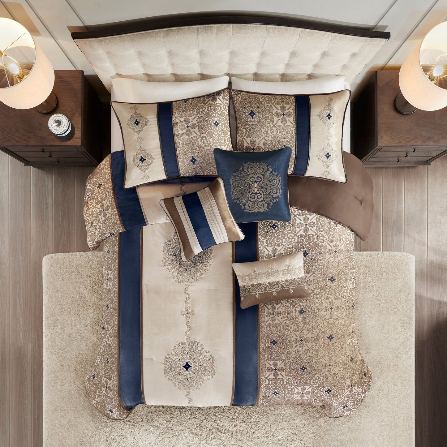 Parure de lit Madison Park Blaine 7 pièces en jacquard avec coussins décoratifs