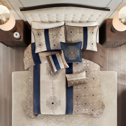 Parure de lit Madison Park Blaine 7 pièces en jacquard avec coussins décoratifs