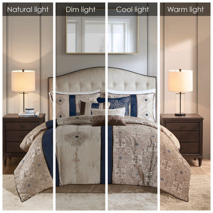 Parure de lit Madison Park Blaine 7 pièces en jacquard avec coussins décoratifs