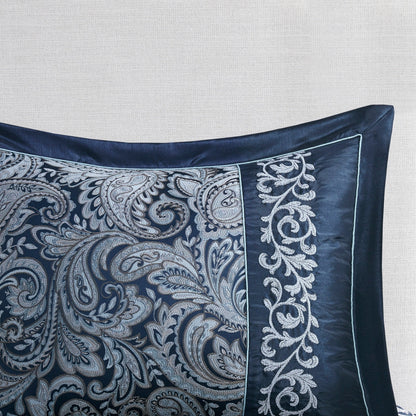 Parure de lit Madison Park Elaine bleu marine 7 pièces en jacquard