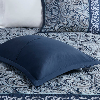Parure de lit Madison Park Elaine bleu marine 7 pièces en jacquard