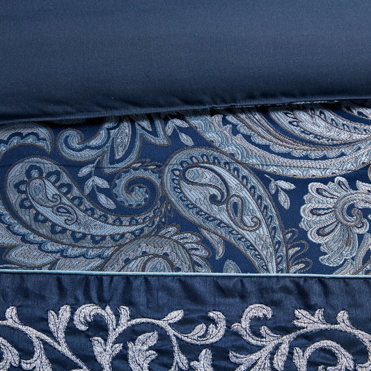 Parure de lit Madison Park Elaine bleu marine 7 pièces en jacquard