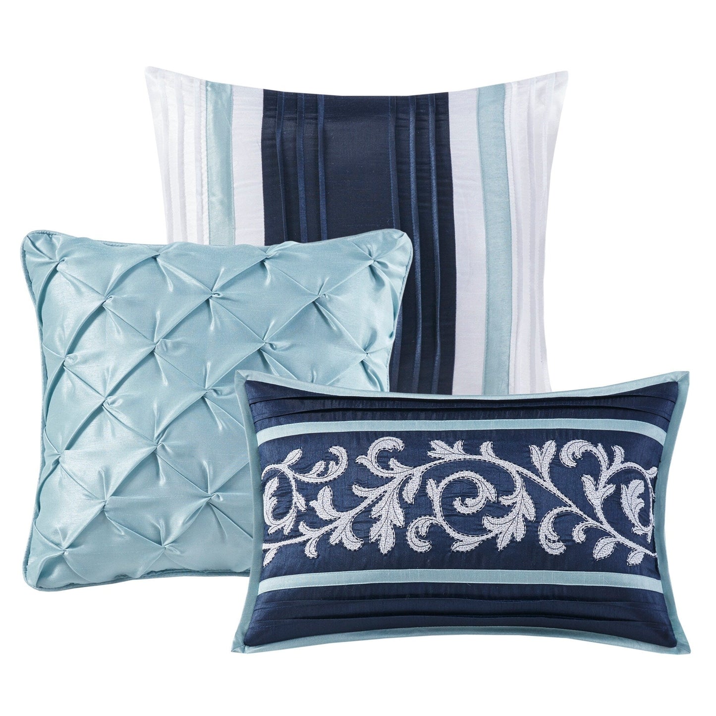 Parure de lit Madison Park Elaine bleu marine 7 pièces en jacquard