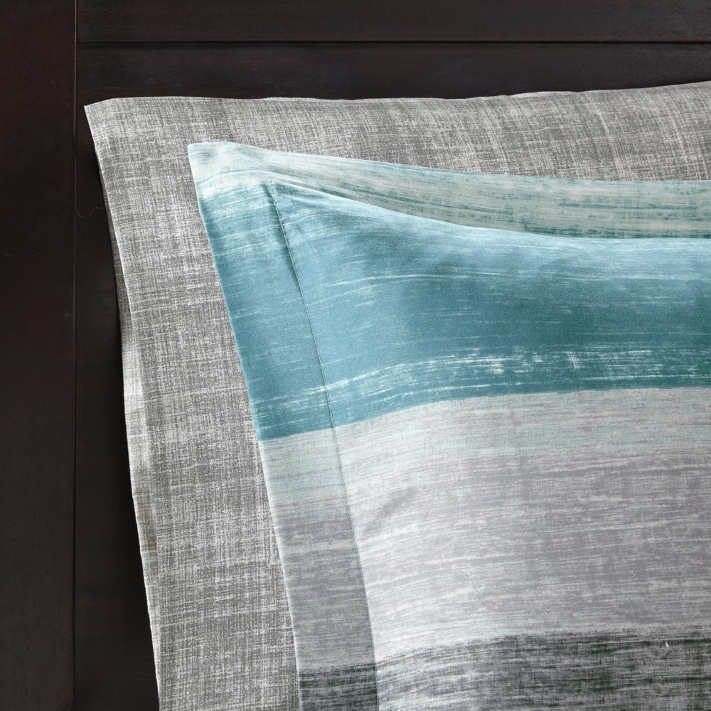 Parure de lit Madison Park Essentials Barret Aqua avec draps en coton