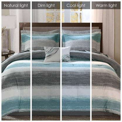 Parure de lit Madison Park Essentials Barret Aqua avec draps en coton