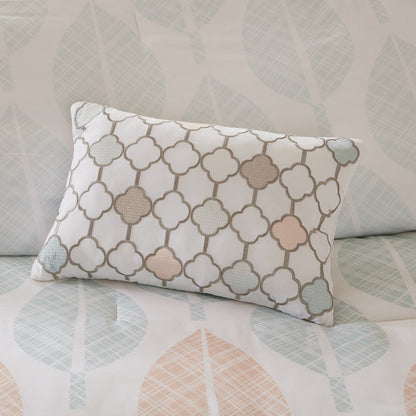 Parure de lit Madison Park Essentials Pelham Bay corail/vert avec draps en coton