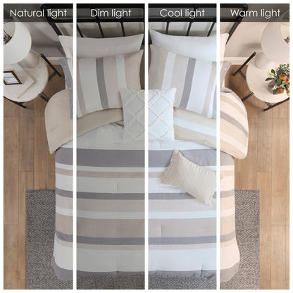 Parure de lit Madison Park Levi's bleu/naturel 5 pièces en jacquard