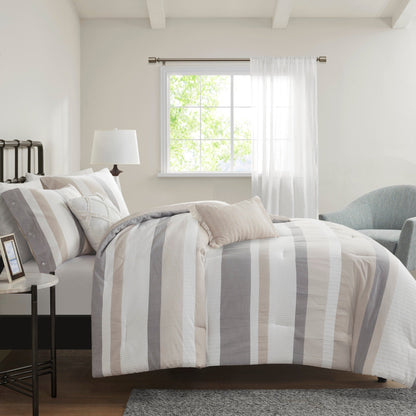 Parure de lit Madison Park Levi's bleu/naturel 5 pièces en jacquard