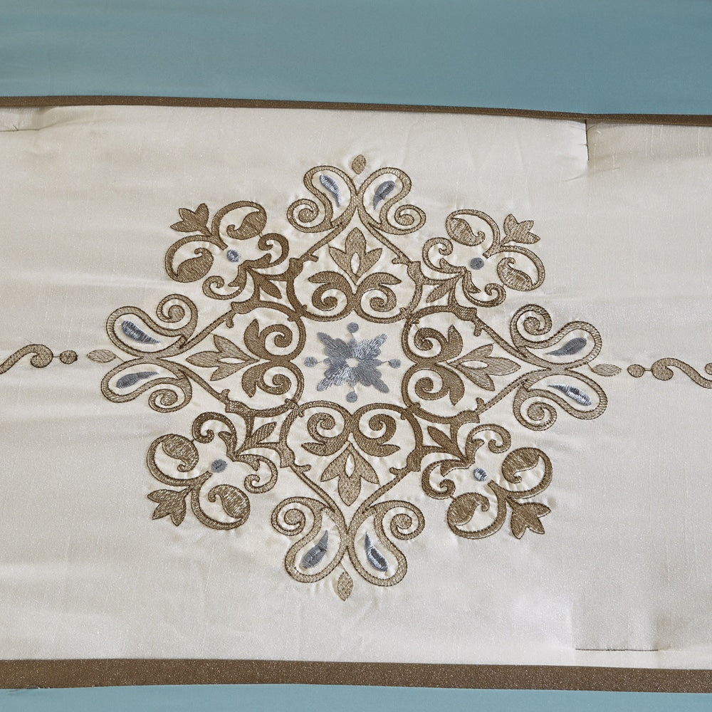 Ensemble de couette 7 pièces Madison Park Lorraine Blue Jacquard