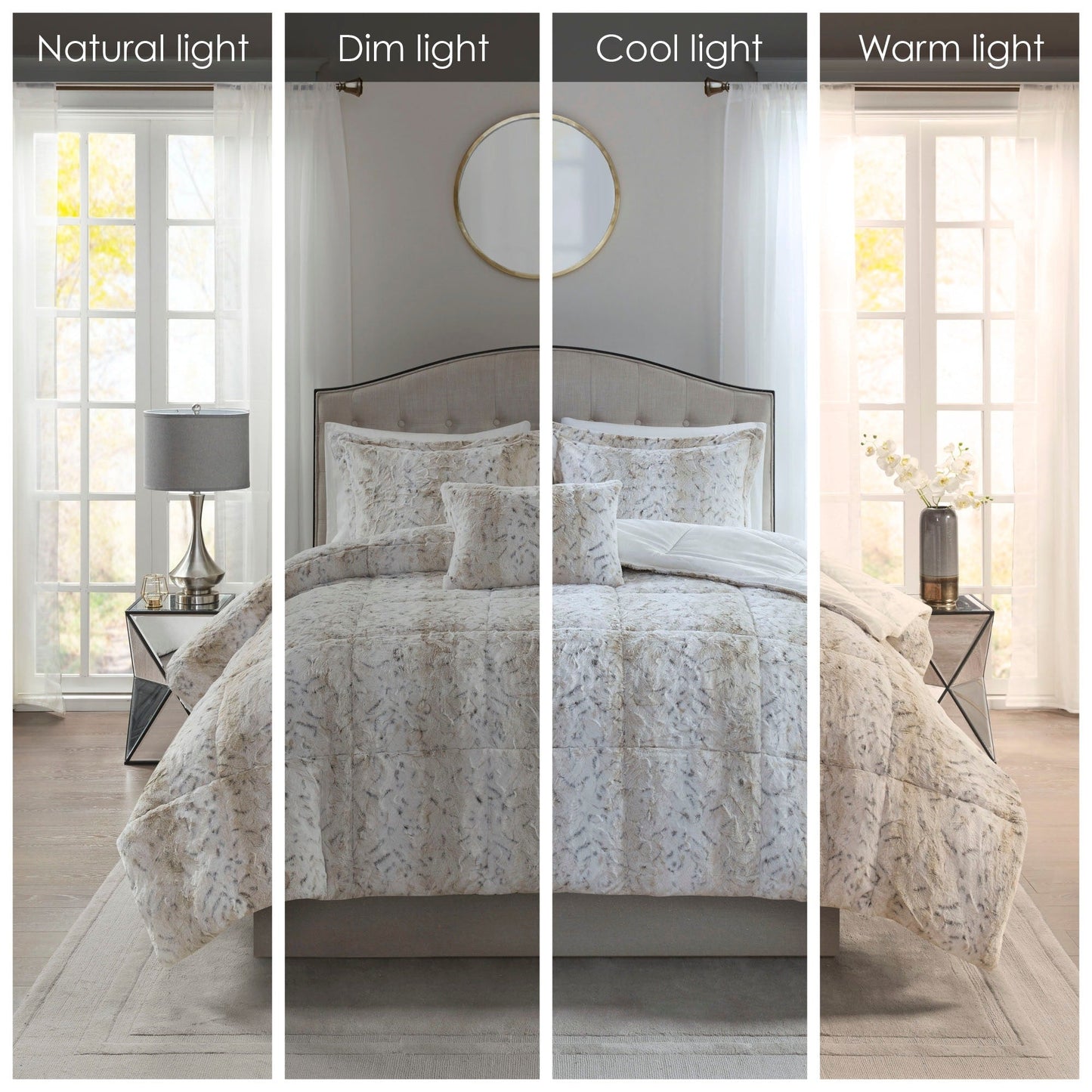 Madison Park Ensemble d'édredon en fausse fourrure Marselle