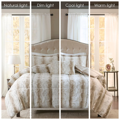 Madison Park Ensemble d'édredon en fausse fourrure Marselle