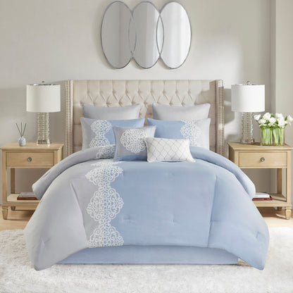 Parure de lit Madison Park Vera en microfibre brodée 8 pièces