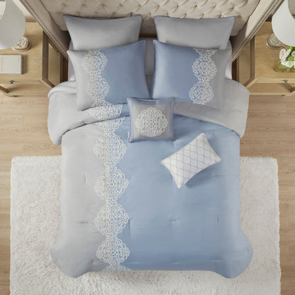 Parure de lit Madison Park Vera en microfibre brodée 8 pièces