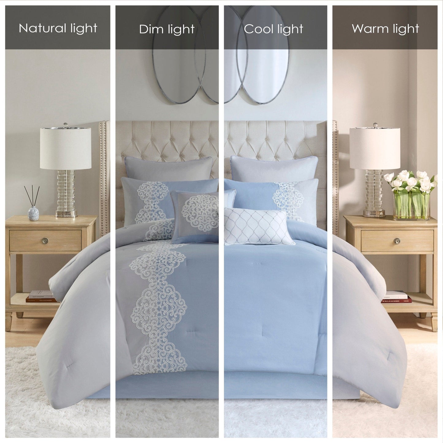 Parure de lit Madison Park Vera en microfibre brodée 8 pièces