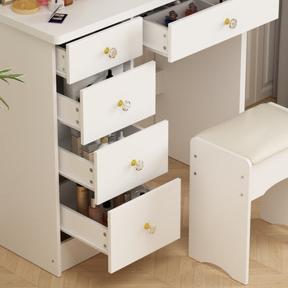 Ensemble coiffeuse avec miroir tactile et tabouret